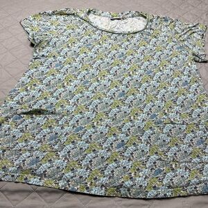 LOGO by Lori Goldstein Green and Blue Patterned Top